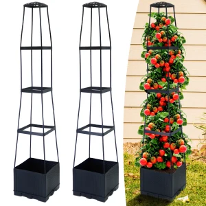 2pcs Self-Watering Tomato Planter Box With Trellis
