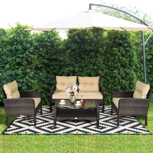 4PCS Patio Rattan Furniture Set